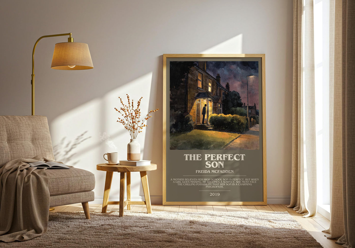 The Perfect Son bookish print on bookshelf – Freida McFadden fan gift
