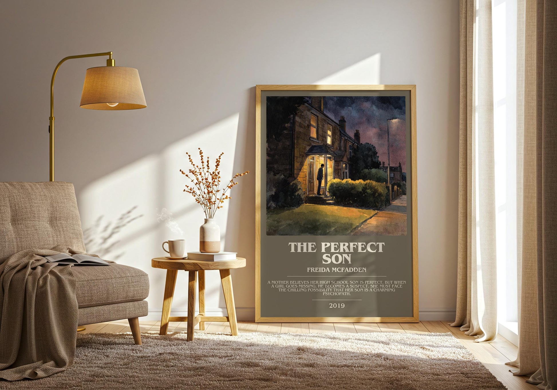 The Perfect Son bookish print on bookshelf – Freida McFadden fan gift