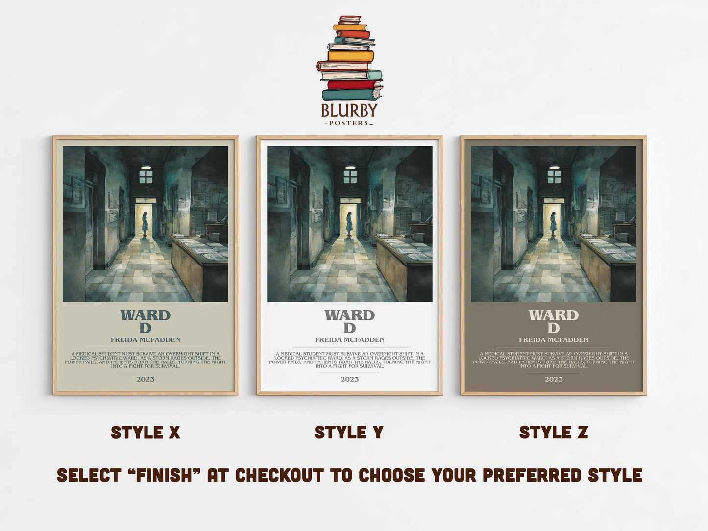 Ward D bookish poster colour and style options – Freida McFadden book art