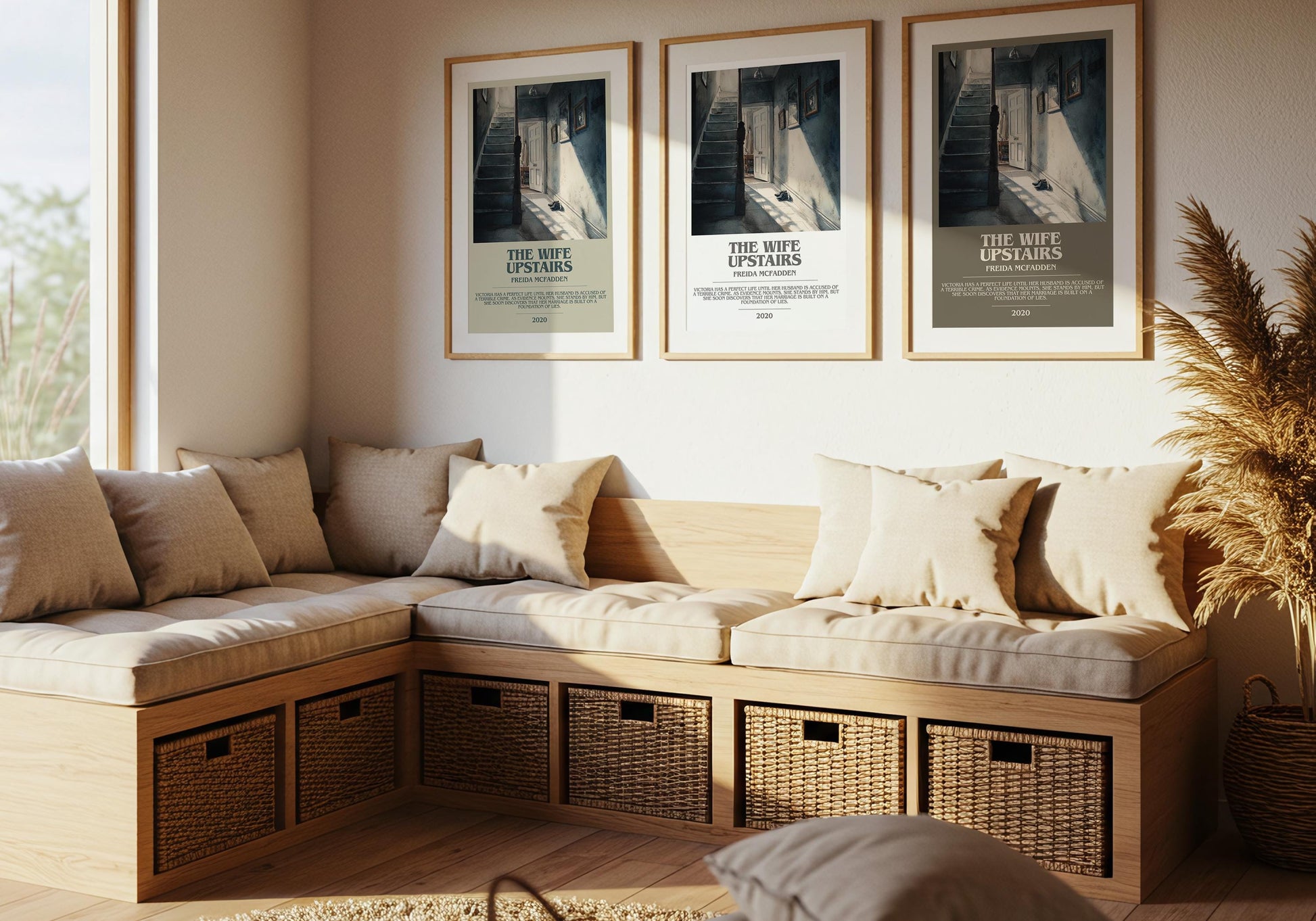 The Wife Upstairs bookish poster paired in gallery wall – literary art prints