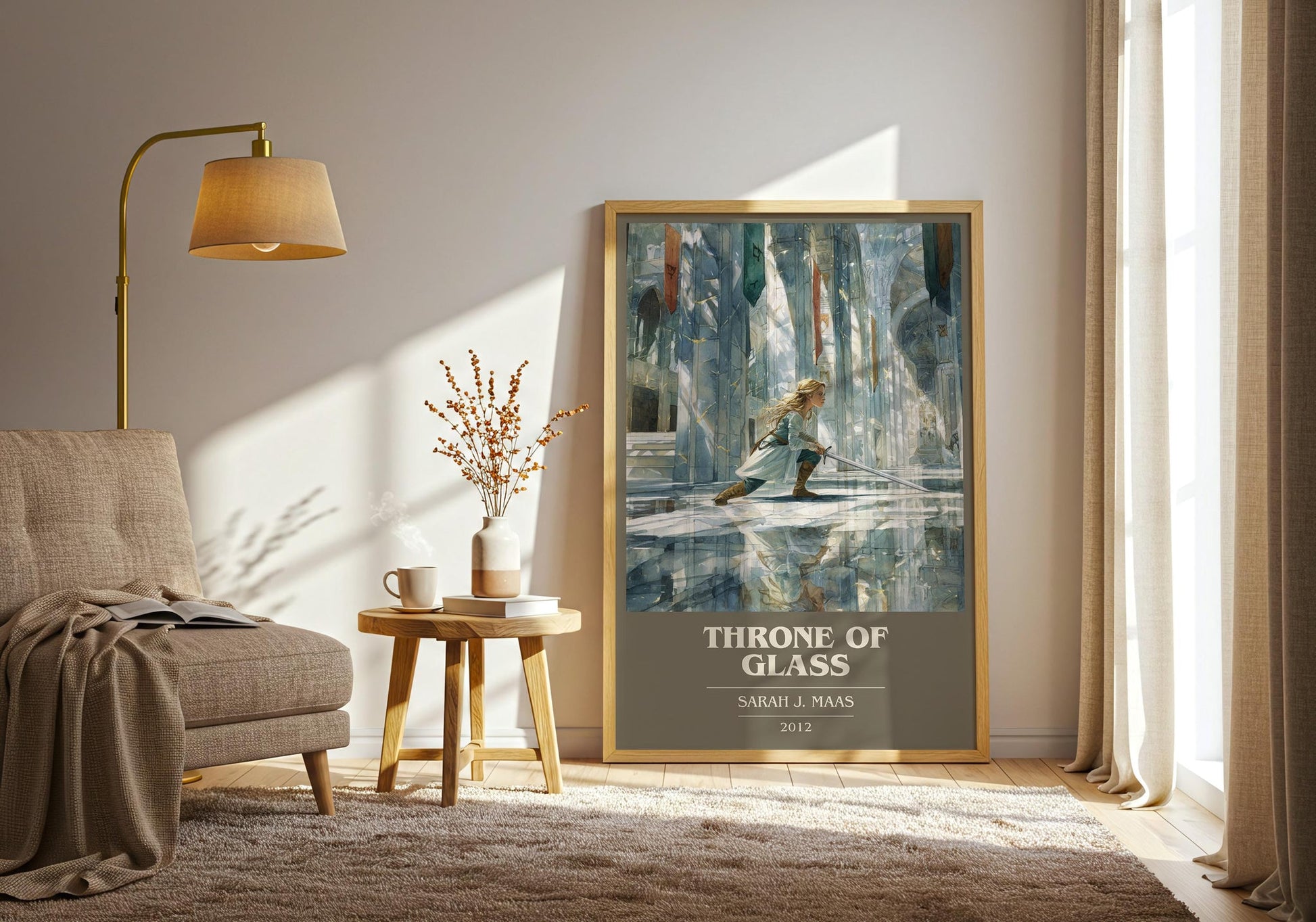 Throne of Glass book cover book poster framed on wall – fantasy wall art