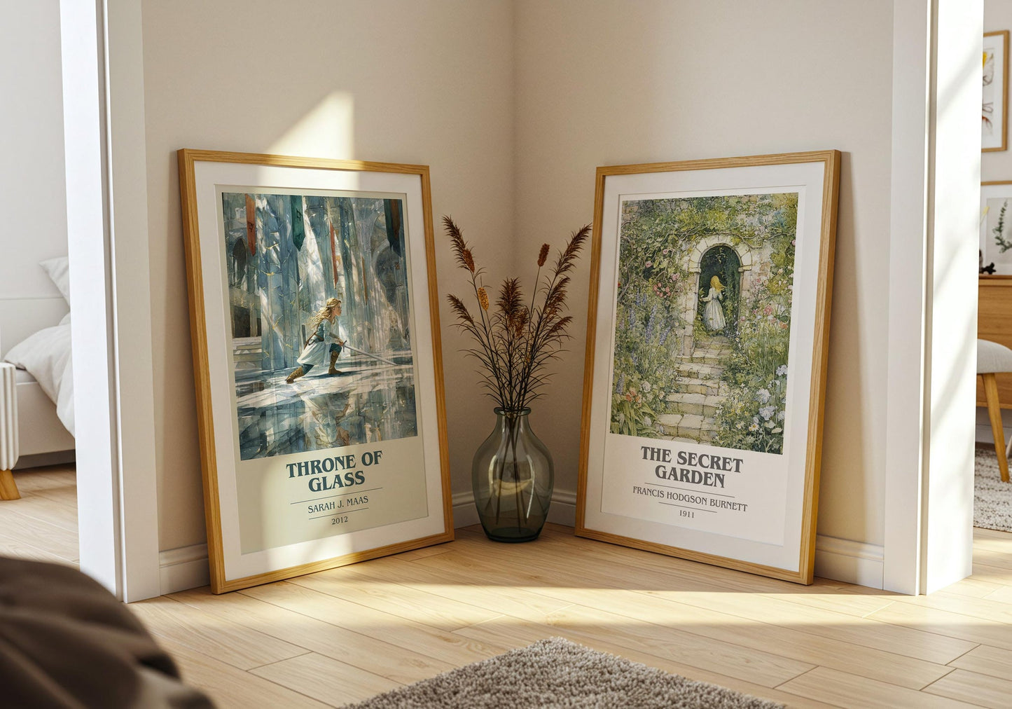 Throne of Glass book cover print on bookshelf – Sarah J. Maas fan gift