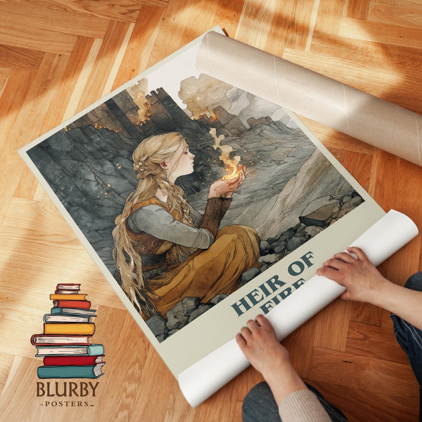 Heir of Fire book cover poster paired in gallery wall – literary art prints