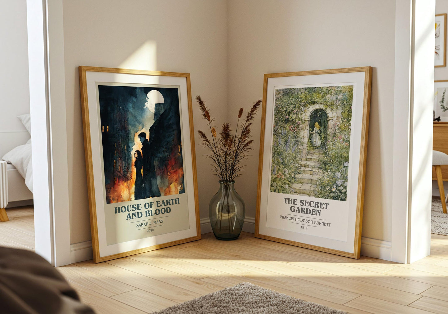 House of Earth and Blood book cover print on bookshelf – Sarah J. Maas fan gift