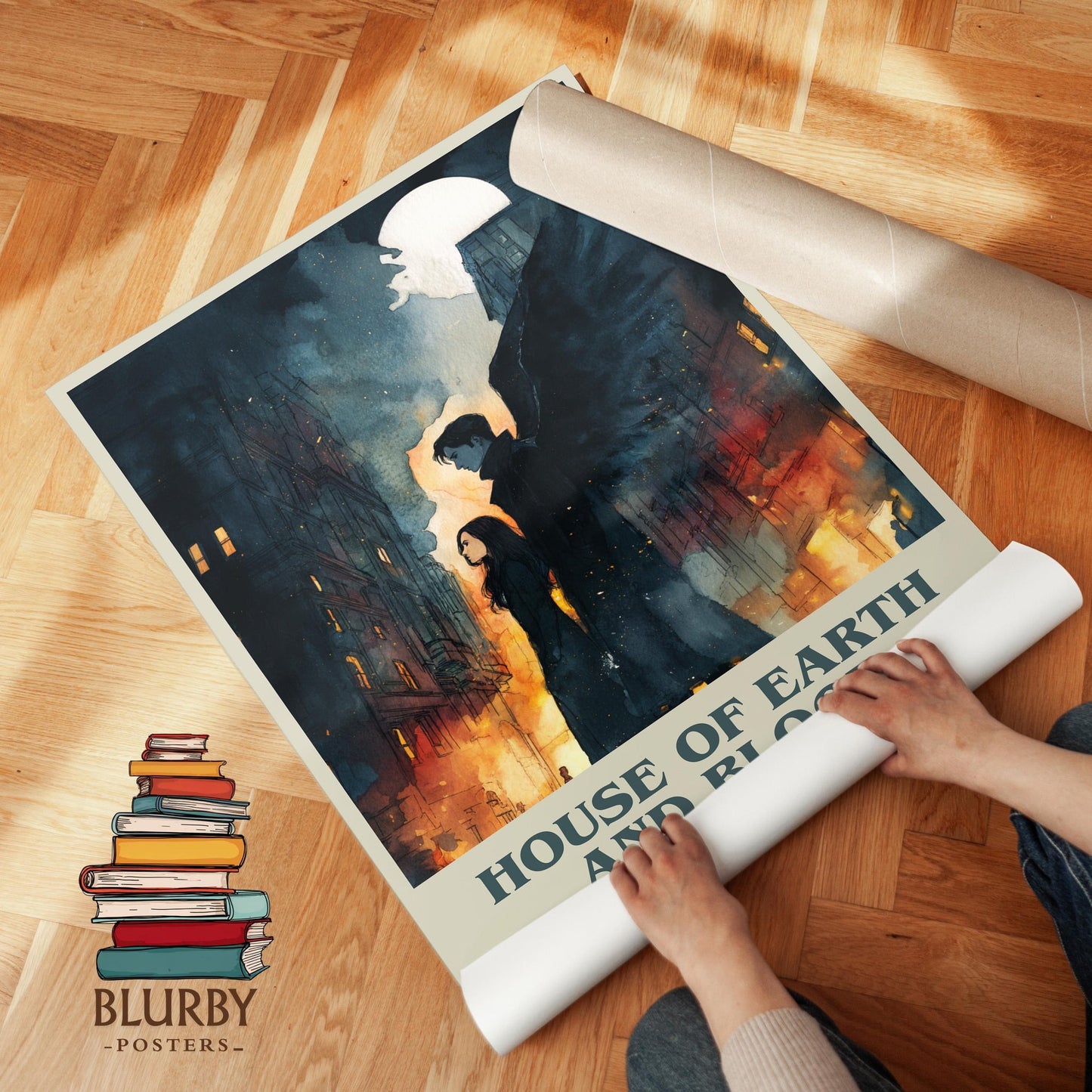House of Earth and Blood book cover poster paired in gallery wall – literary art prints