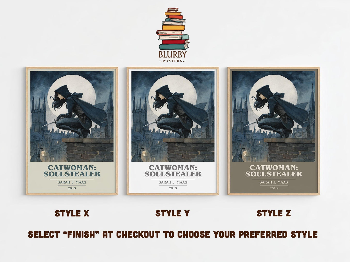 Catwoman: Soulstealer book cover poster colour and style options – Sarah J. Maas book art