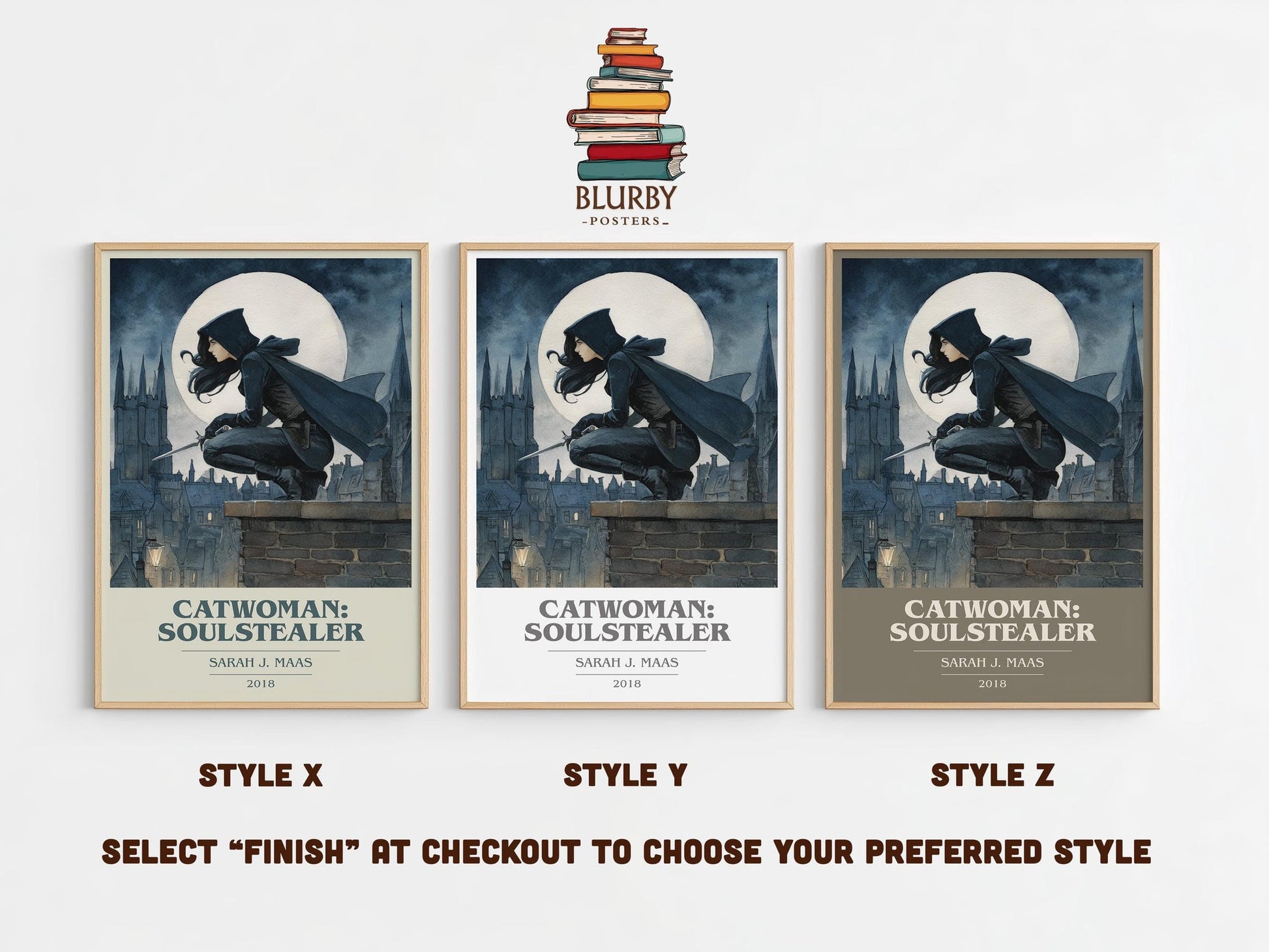 Catwoman: Soulstealer book cover poster colour and style options – Sarah J. Maas book art