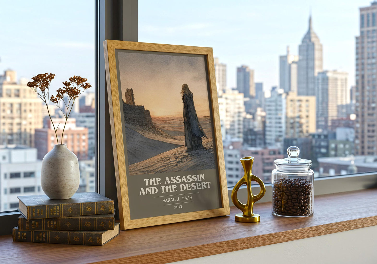 The Assassin And The Desert book cover book poster framed on wall – fantasy wall art