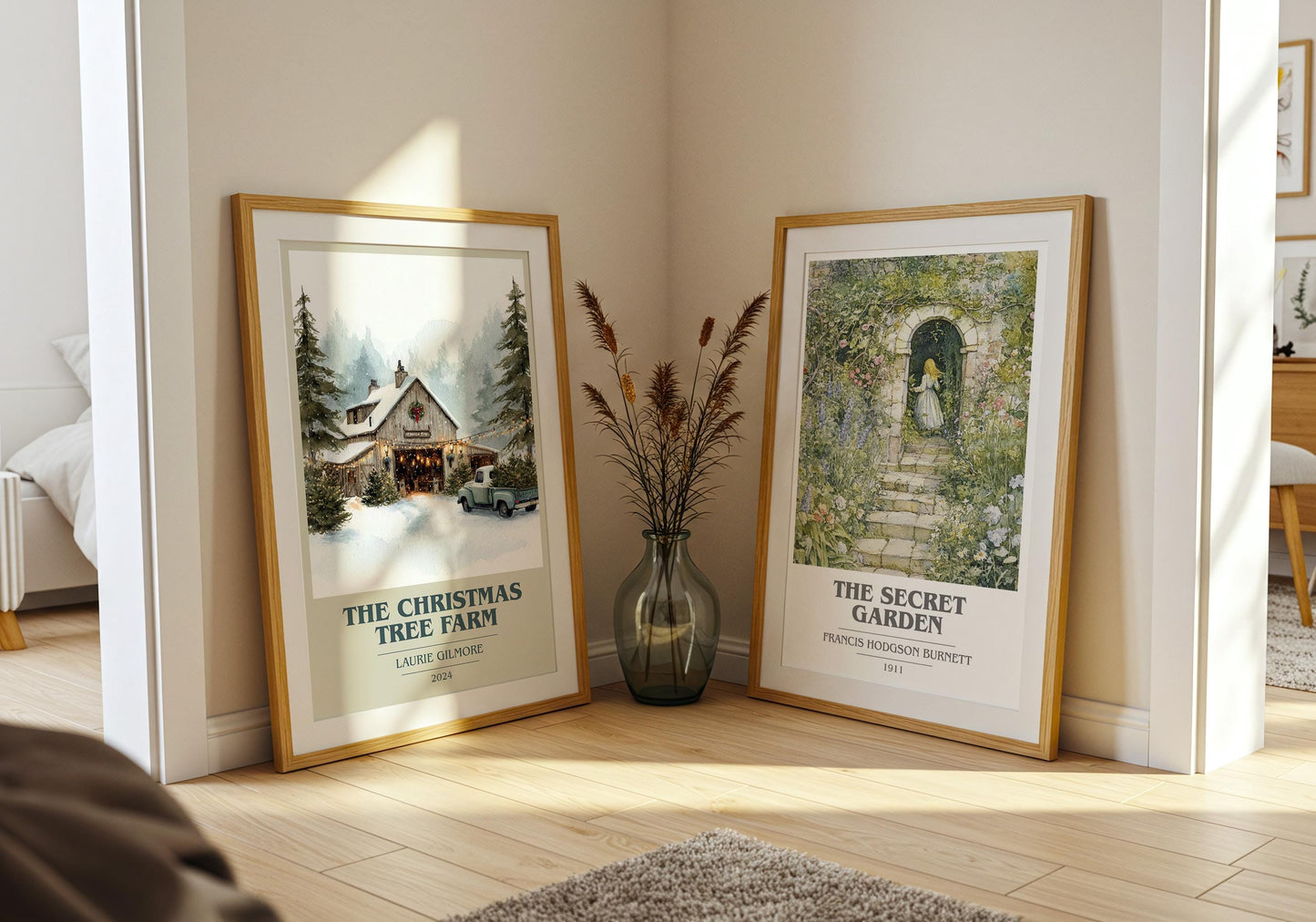 The Christmas Tree Farm book cover poster paired in gallery wall – literary art prints