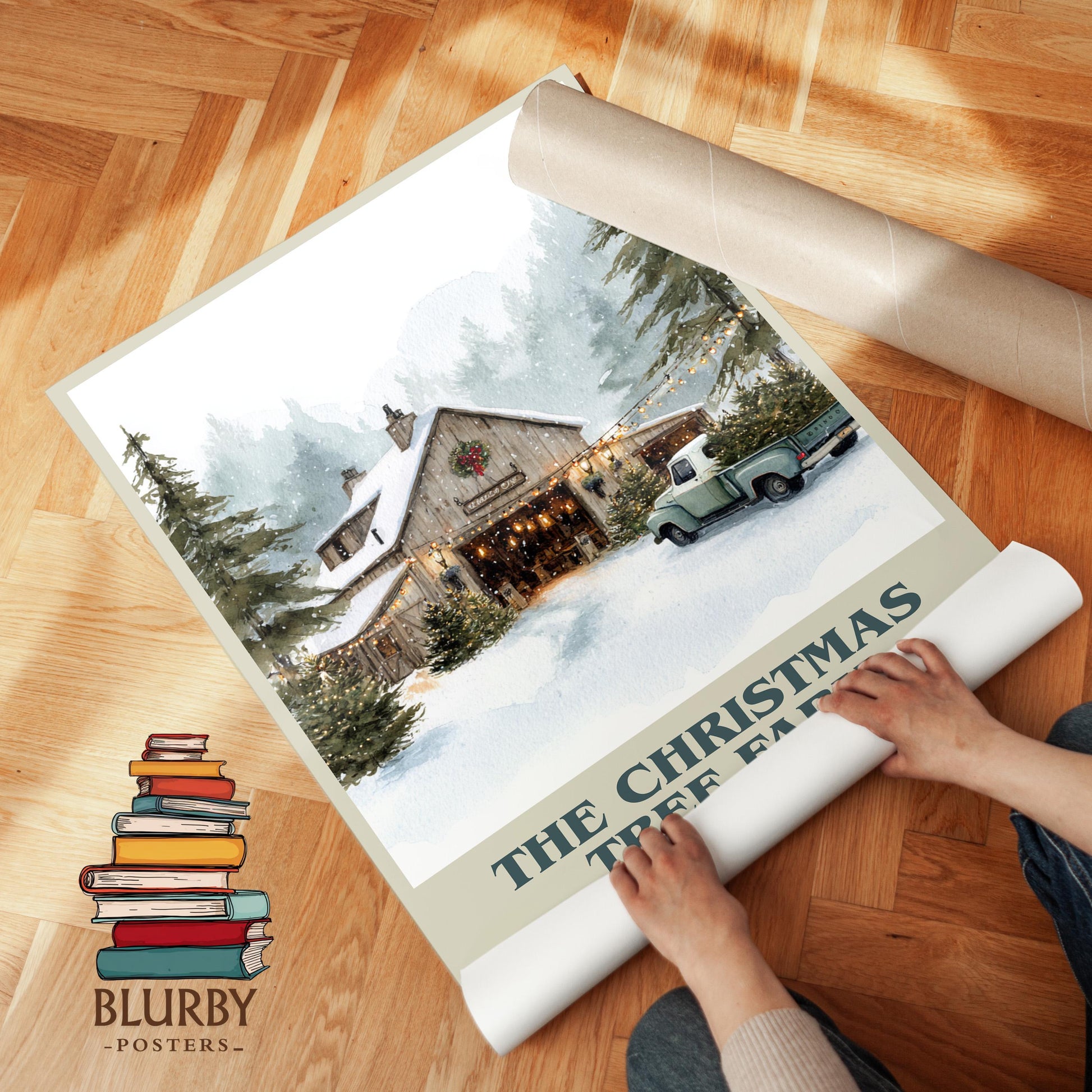 The Christmas Tree Farm book poster packaging – museum-quality print rolled in protective tube