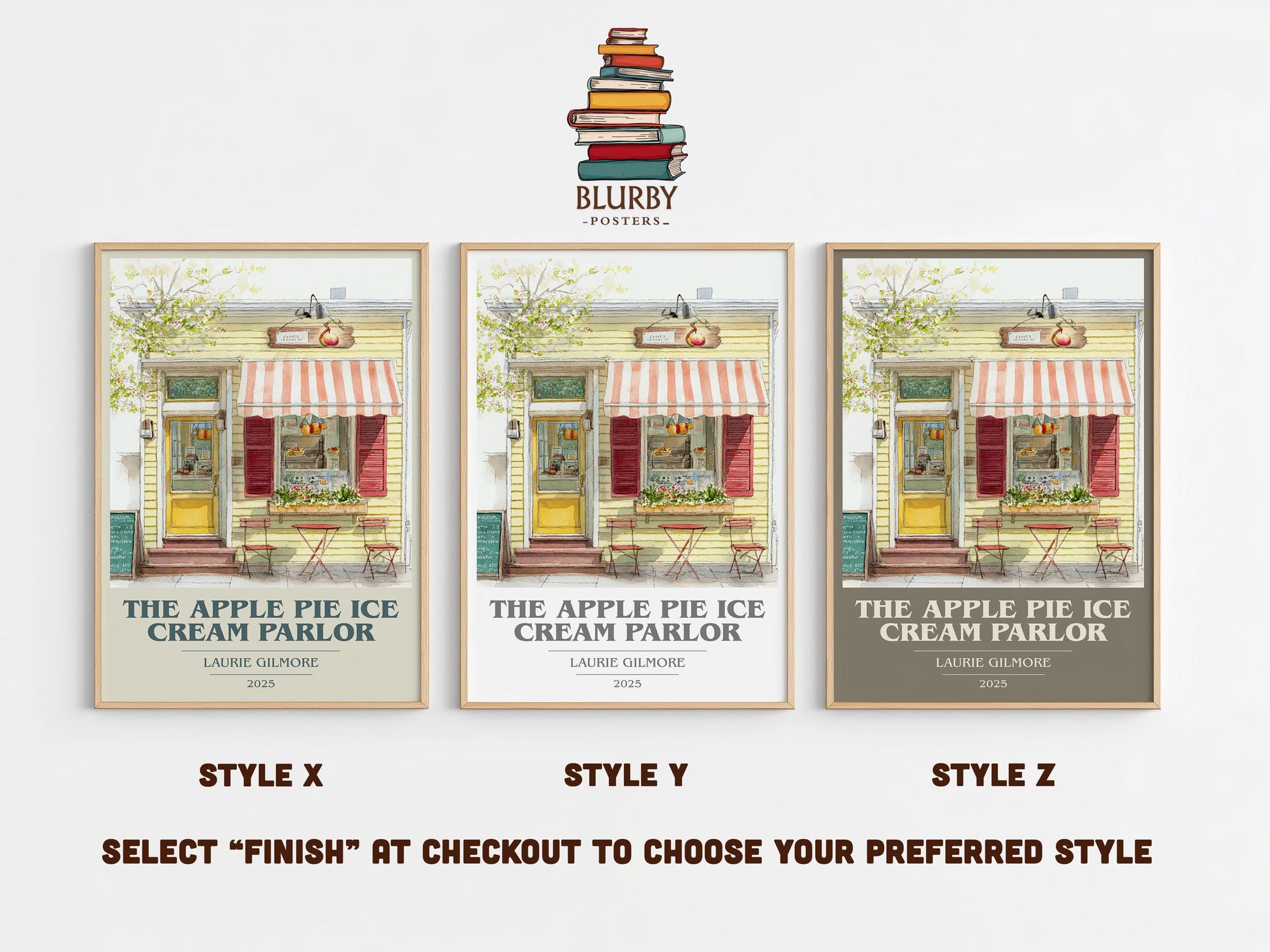 The Apple Pie Ice Cream Parlor book cover poster colour and style options – Laurie Gilmore book art