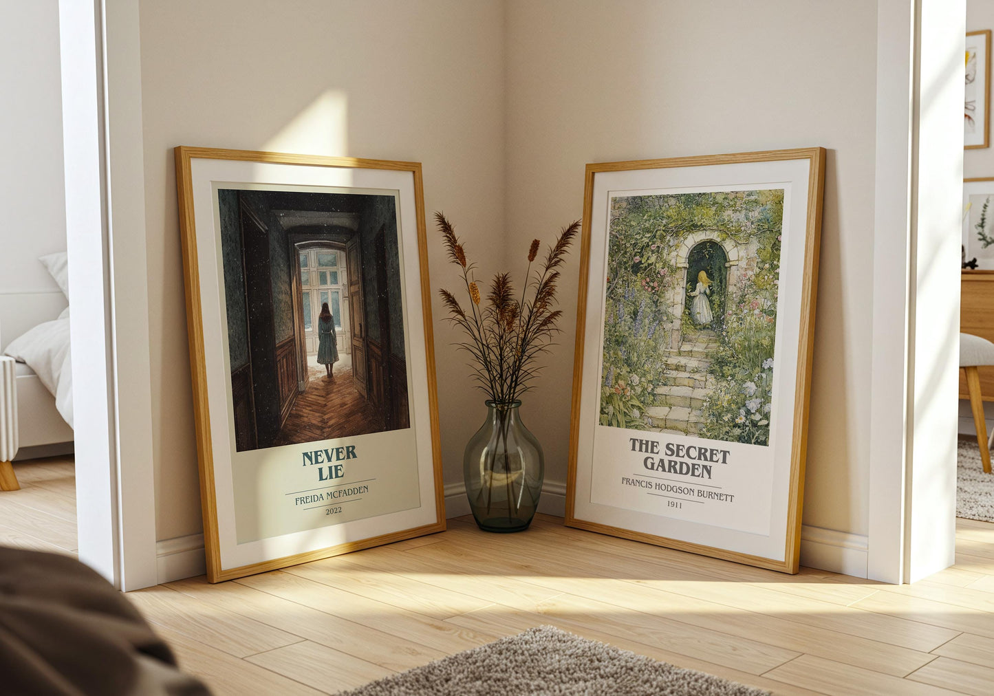 Never Lie book cover poster paired in gallery wall – literary art prints