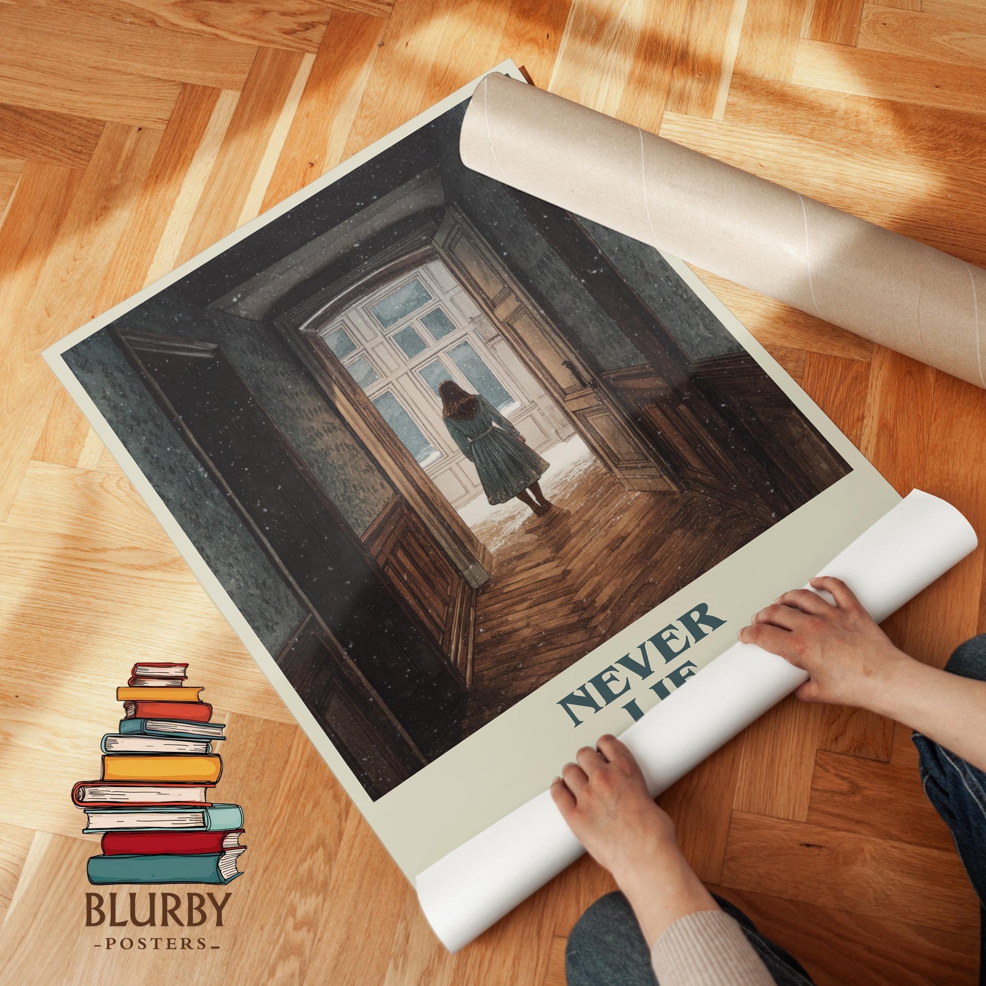 Never Lie book poster packaging – museum-quality print rolled in protective tube
