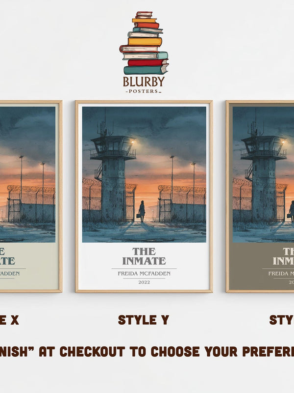The Inmate book cover print in frame leaning in hallway – thriller wall art