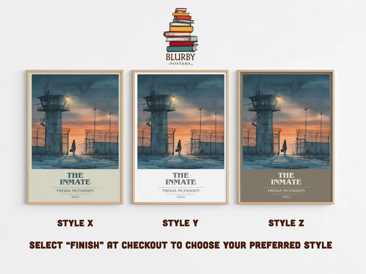 The Inmate book cover print in frame leaning in hallway – thriller wall art