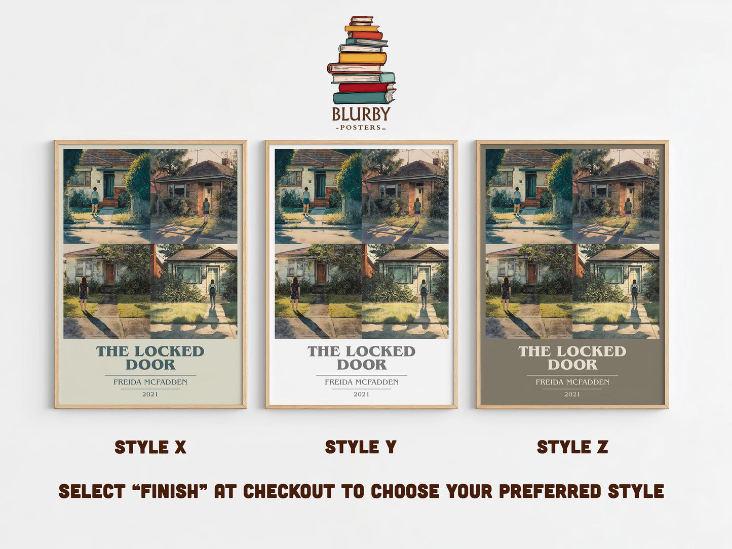The Locked Door book cover poster colour and style options – Freida McFadden book art
