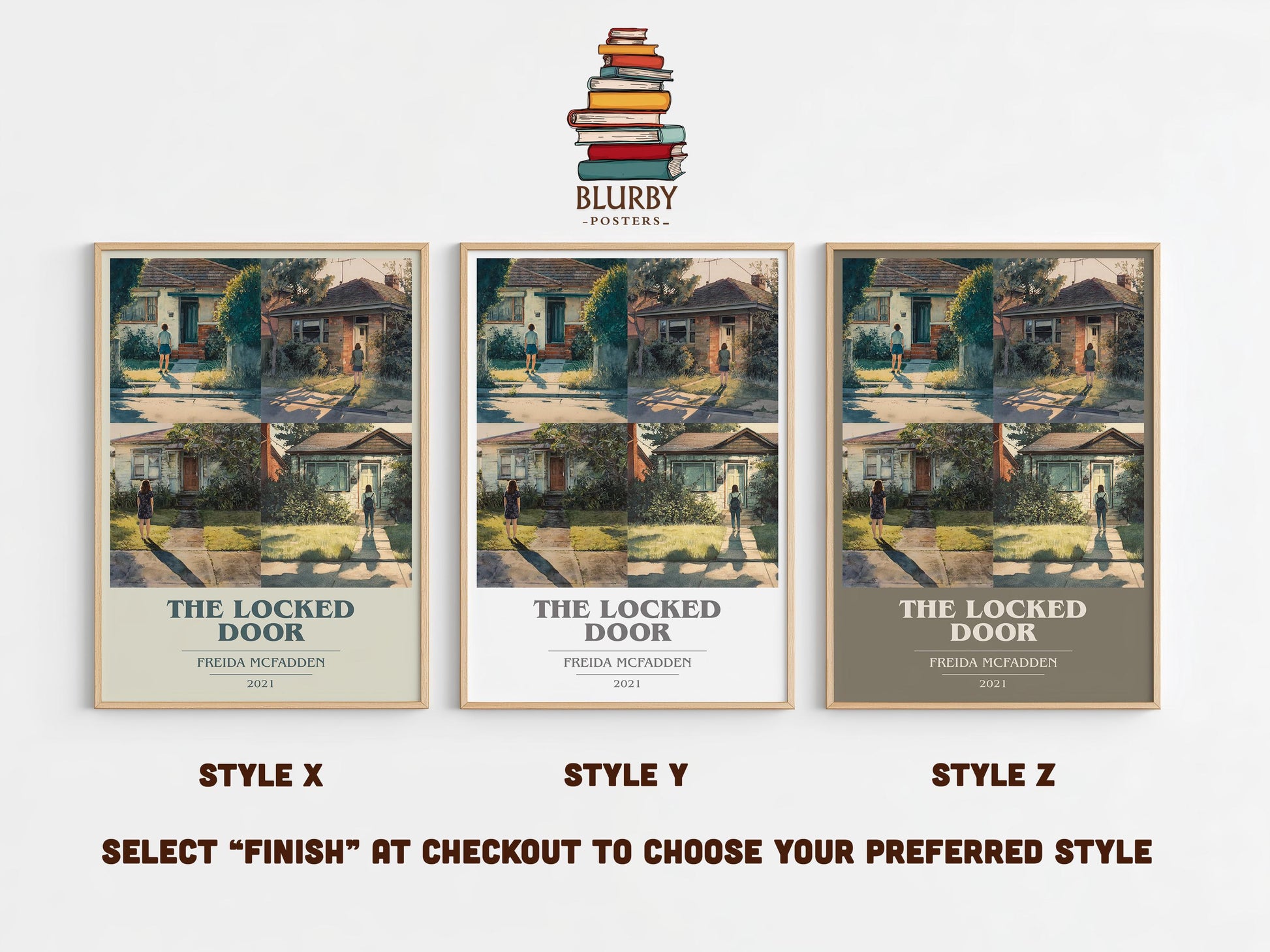 The Locked Door book cover poster colour and style options – Freida McFadden book art