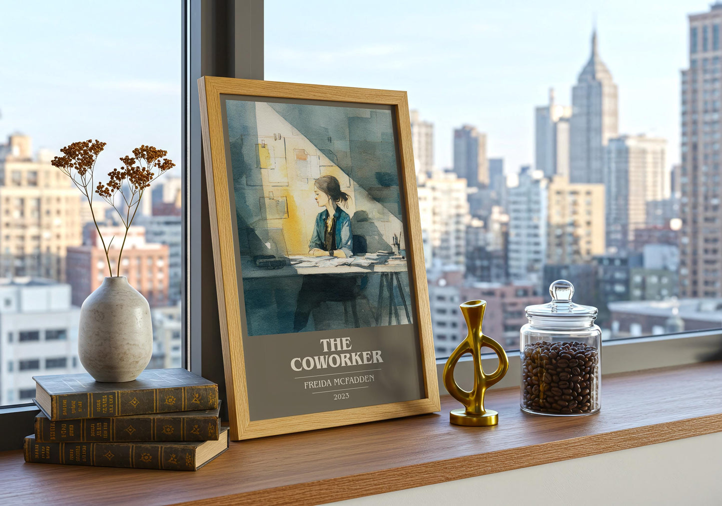 The Coworker book cover book poster framed on wall – thriller wall art