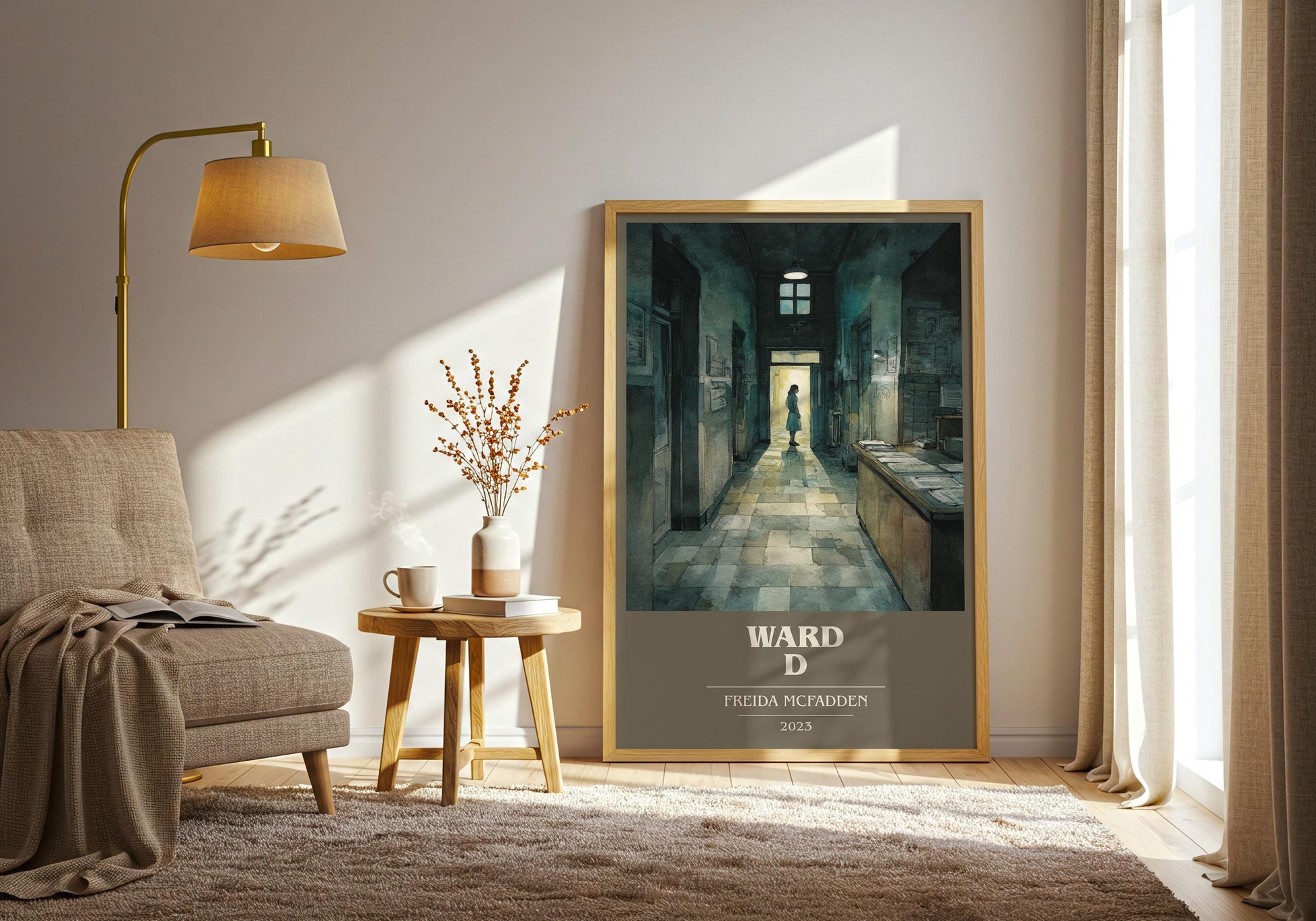 Ward D book cover print on bookshelf – Freida McFadden fan gift