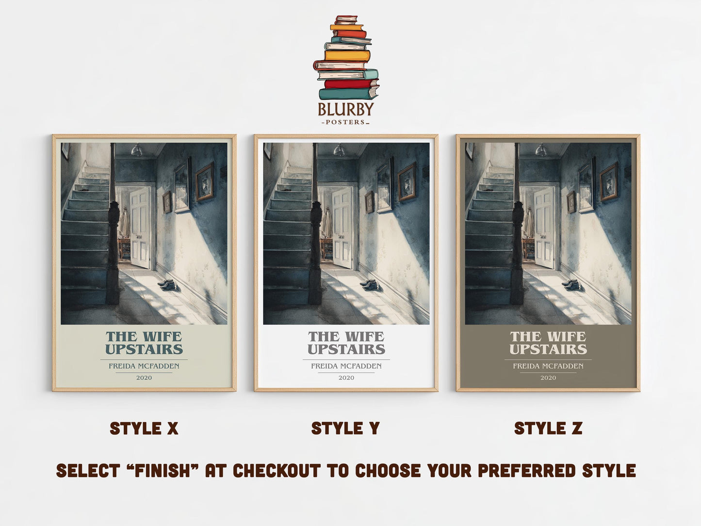 The Wife Upstairs book cover poster colour and style options – Freida Mcfadden book art