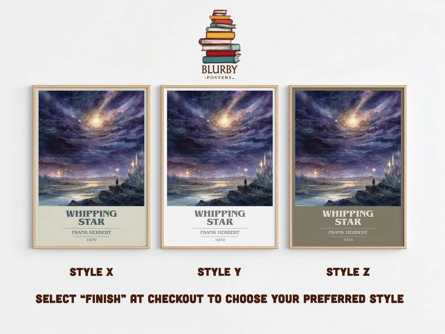 Whipping Star book cover poster colour and style options – Frank Herbert book art