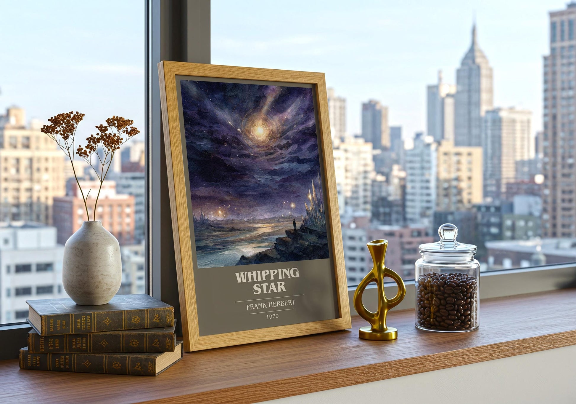 Whipping Star book cover book poster framed on wall – sci fi wall art