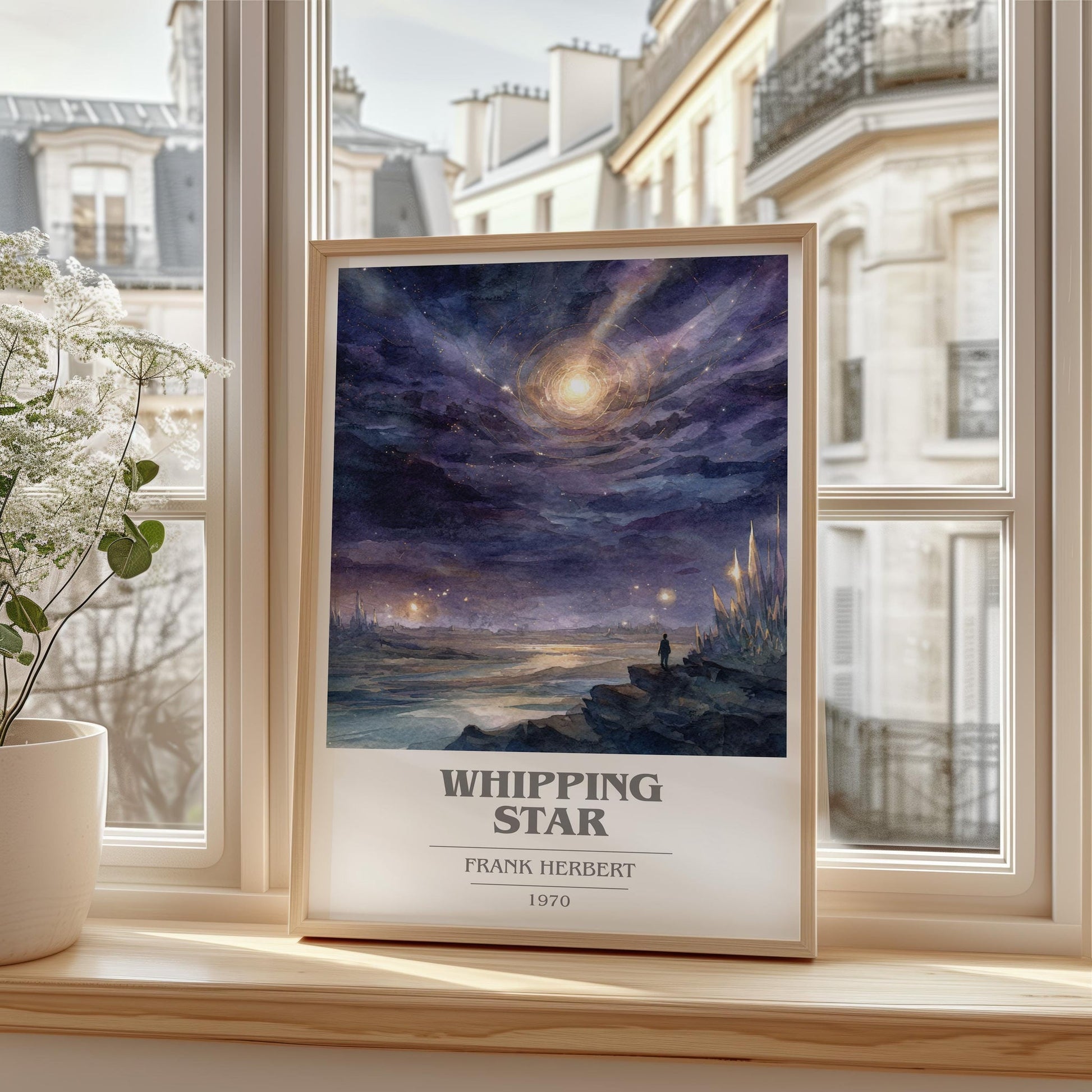 Whipping Star book cover print framed by window – literary home decor