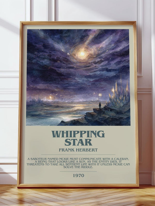 Whipping Star bookish print in frame leaning in hallway – sci fi wall art