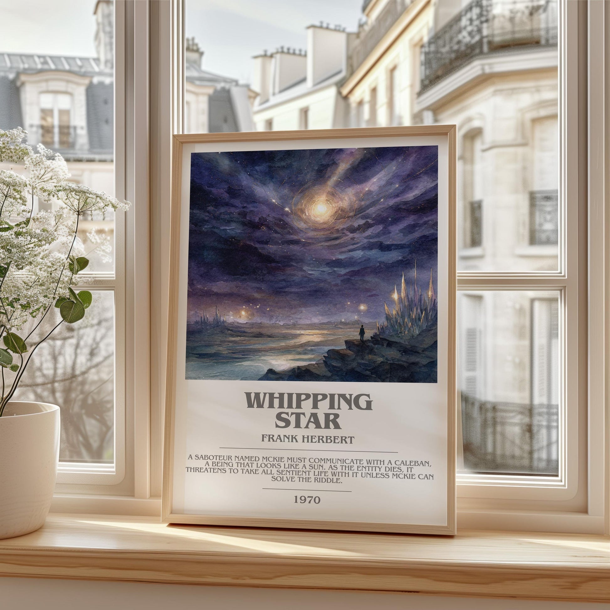 Whipping Star bookish print framed by window – literary home decor