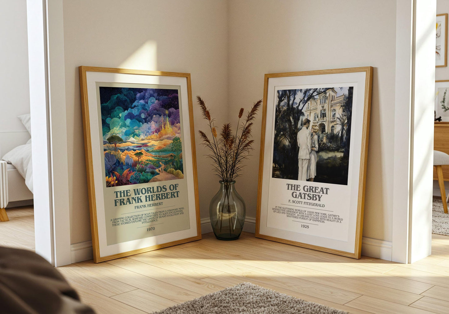 The Worlds of Frank Herbert bookish poster paired in gallery wall – literary art prints