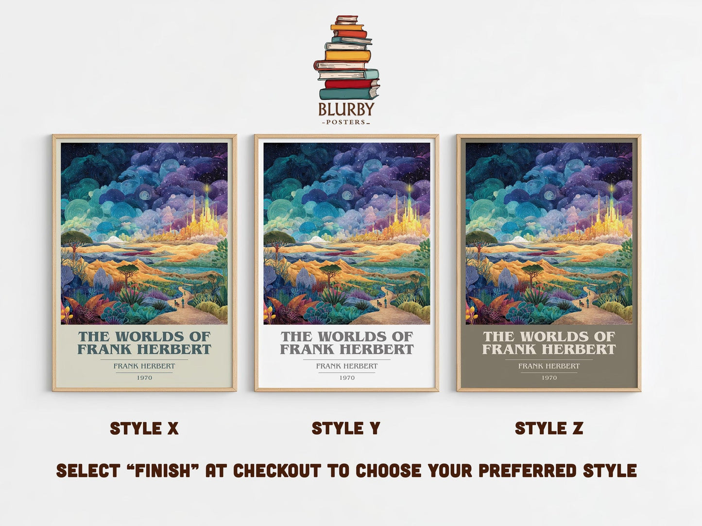 The Worlds of Frank Herbert book cover poster colour and style options – Frank Herbert book art