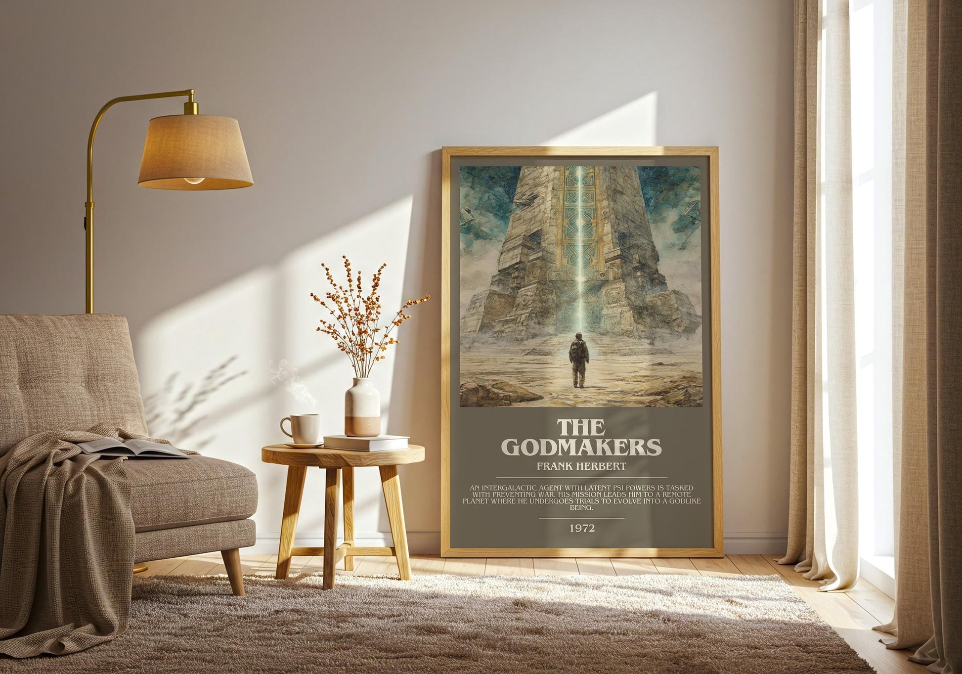The Godmakers bookish print on bookshelf – Frank Herbert fan gift