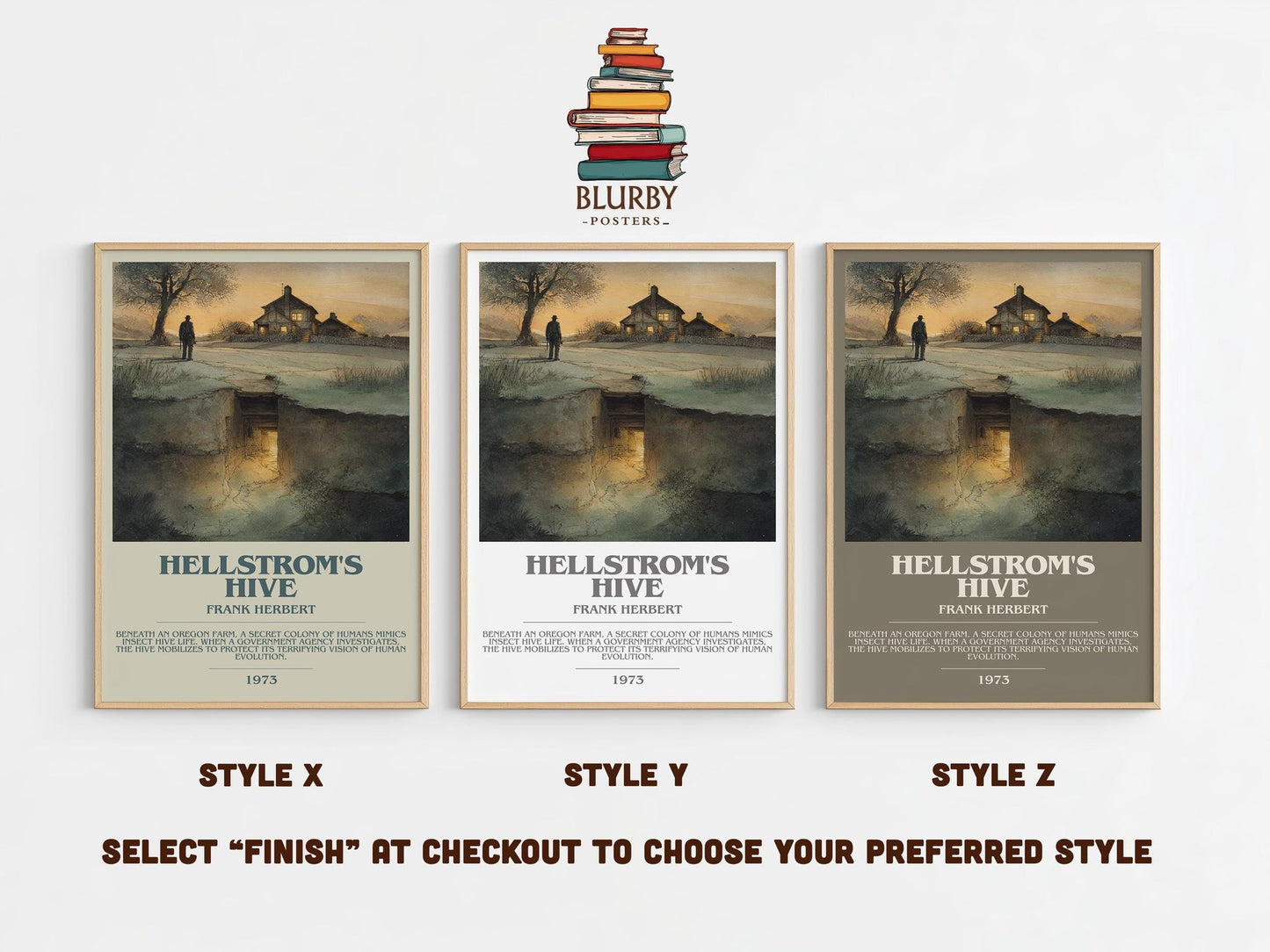 Hellstrom's Hive bookish poster colour and style options – Frank Herbert book art