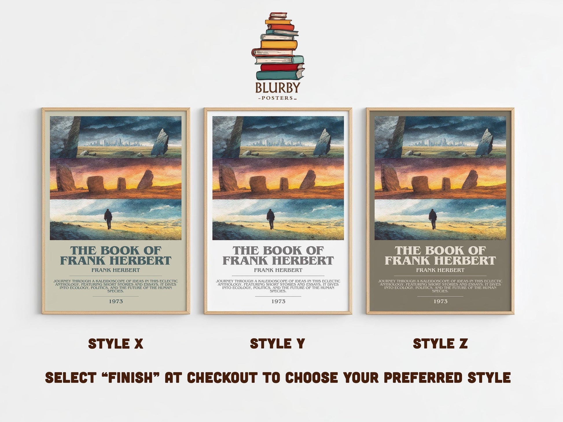 The Book of Frank Herbert bookish poster colour and style options – Frank Herbert book art
