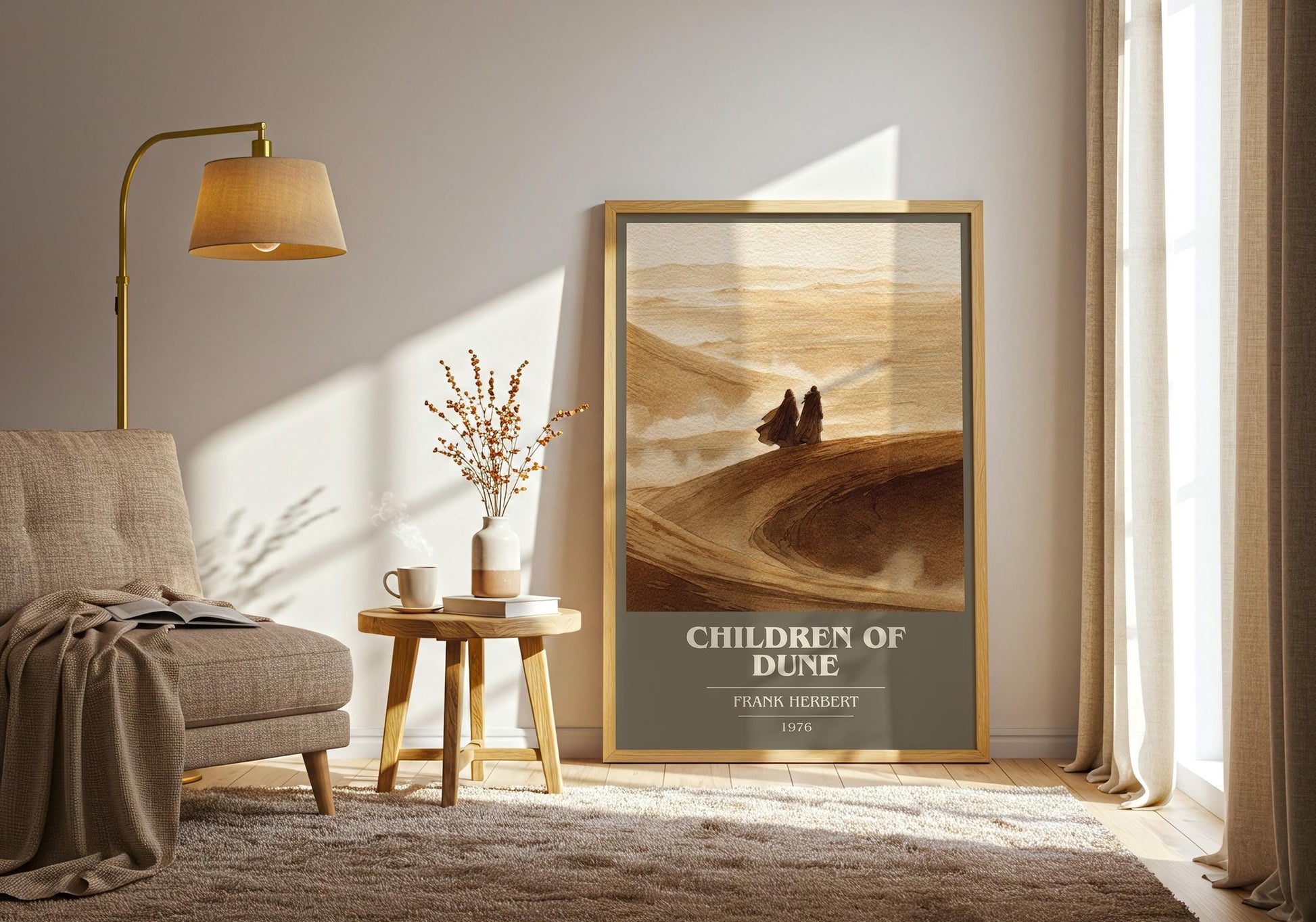 Children of Dune book cover print on bookshelf – Frank Herbert fan gift