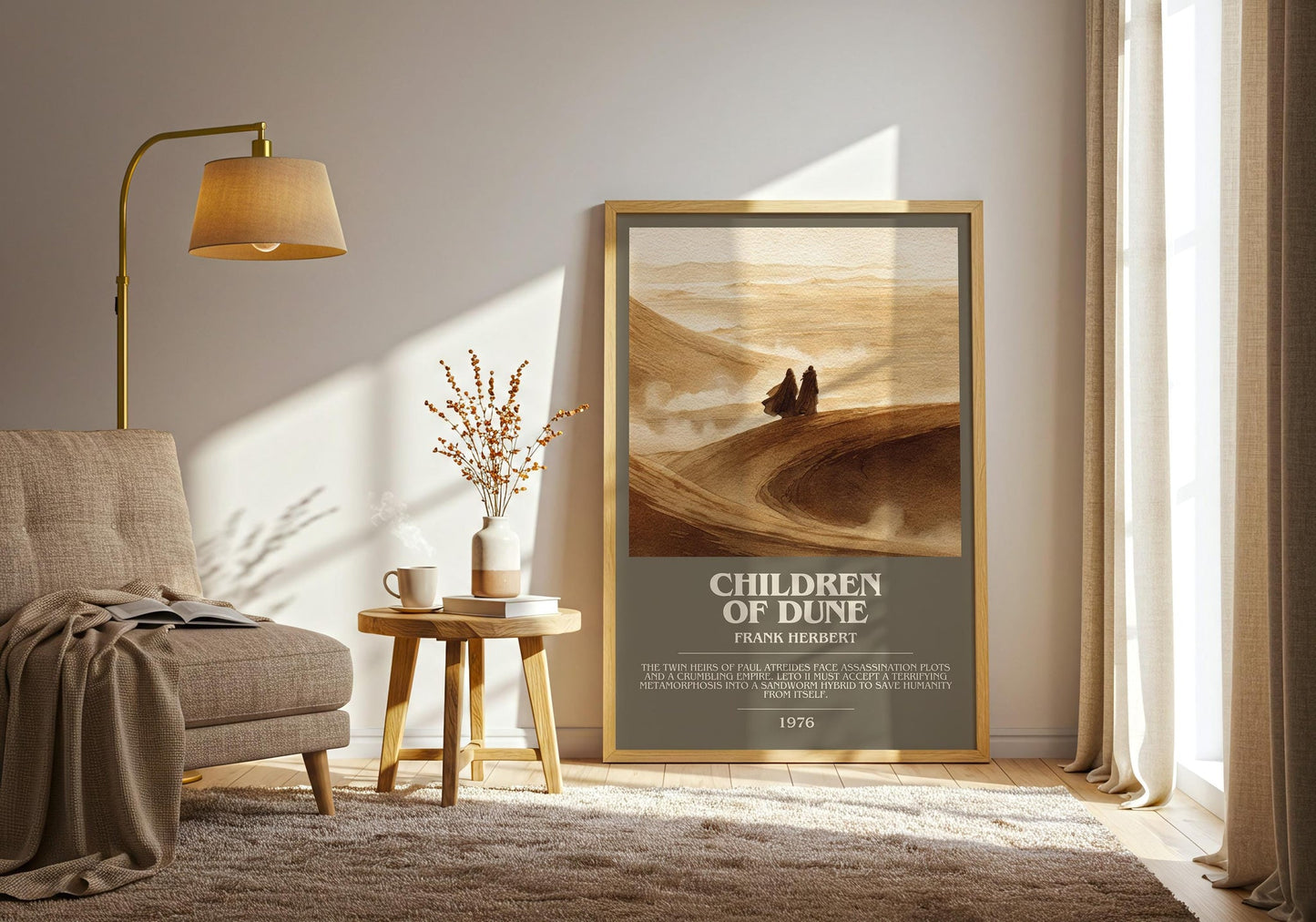 Children of Dune bookish print on bookshelf – Frank Herbert fan gift