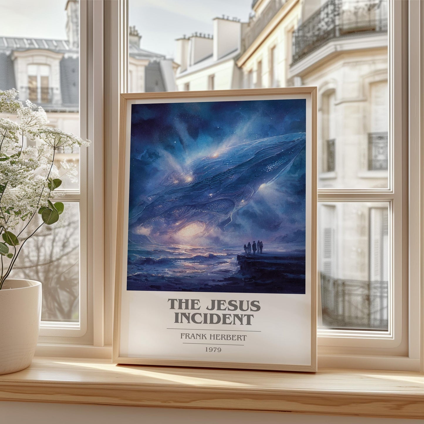 The Jesus Incident book cover book poster framed on wall – sci fi wall art