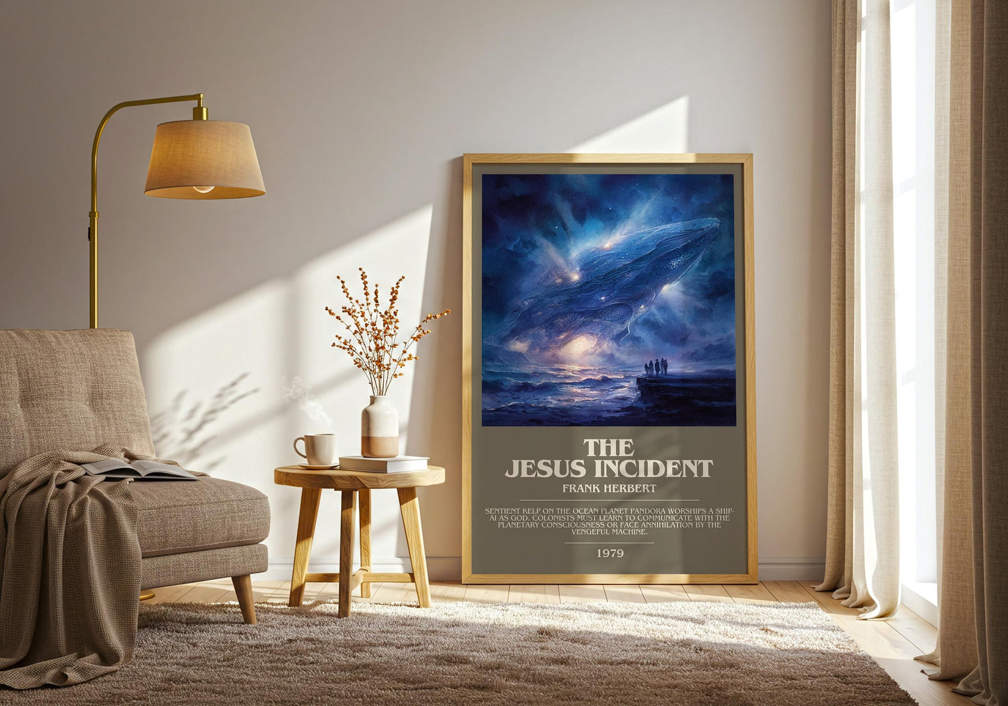 The Jesus Incident bookish print on bookshelf – Frank Herbert fan gift