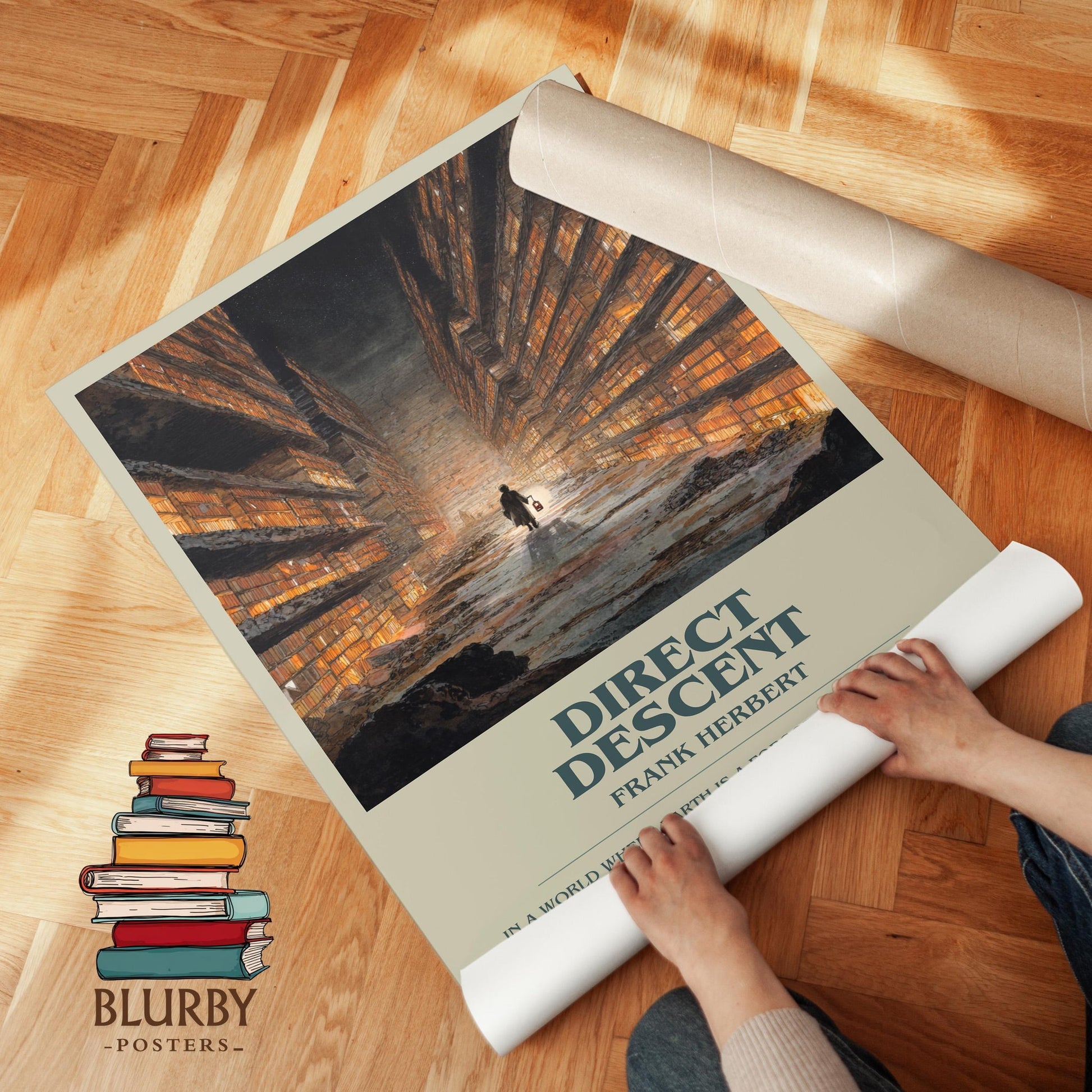 Direct Descent book poster packaging – museum-quality print rolled in protective tube