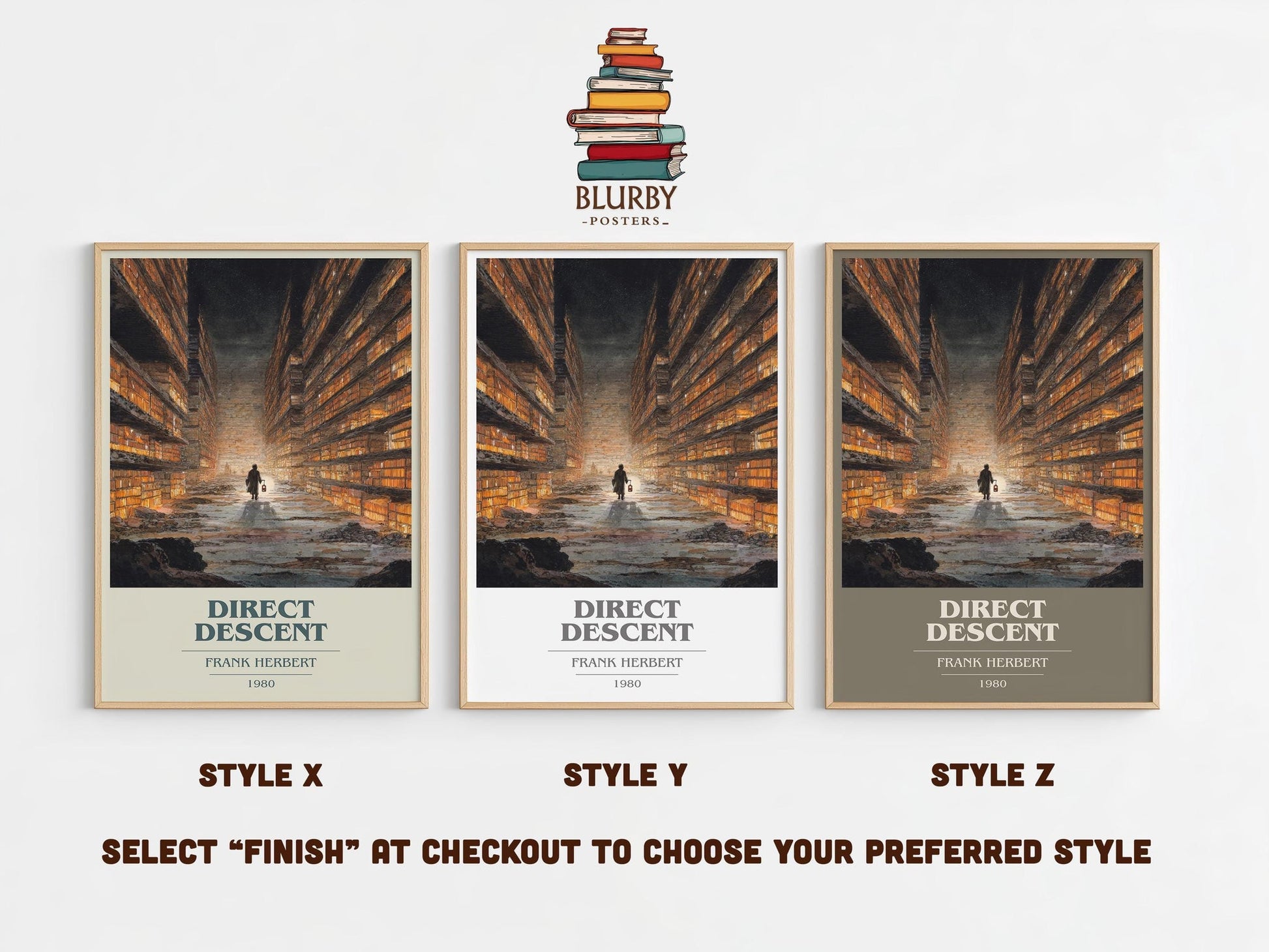 Direct Descent book cover poster colour and style options – Frank Herbert book art