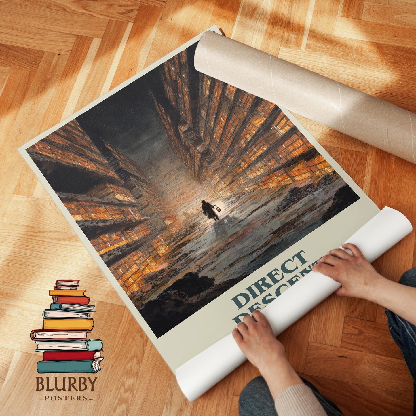 Direct Descent book poster packaging – museum-quality print rolled in protective tube
