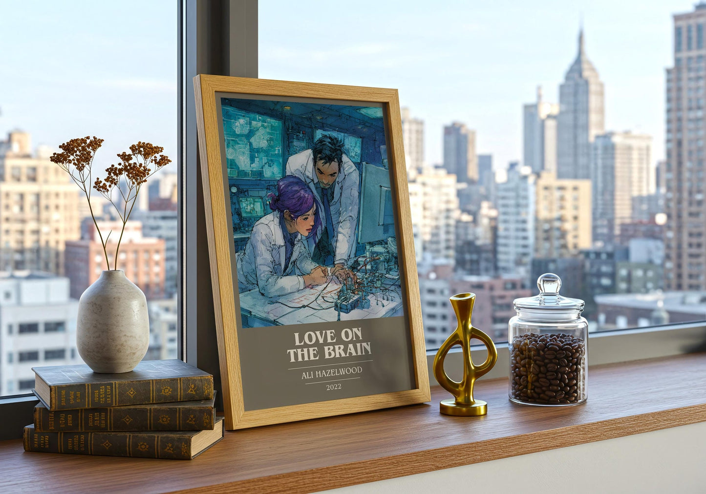 Love on the Brain book cover book poster framed on wall – romance wall art