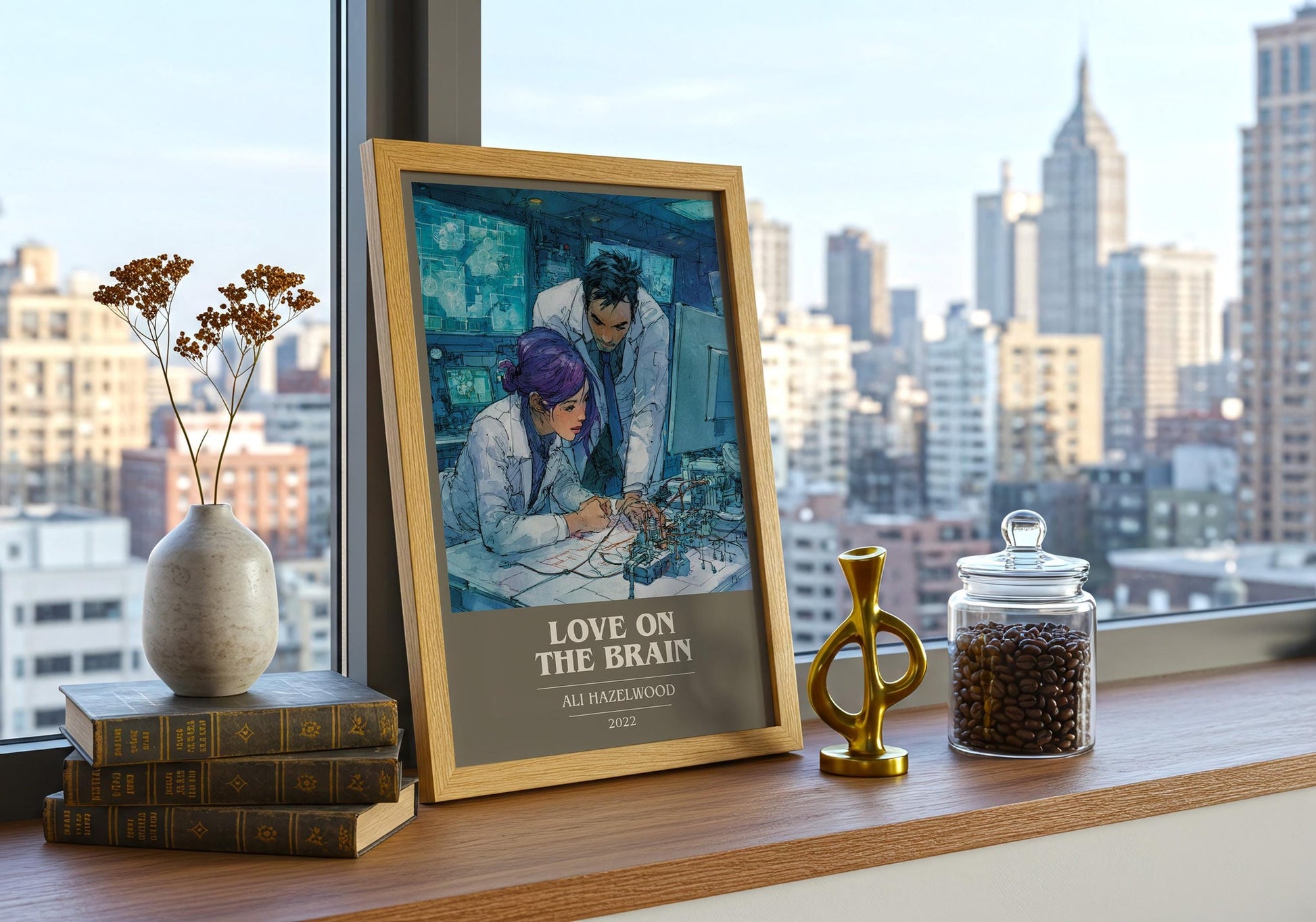 Love on the Brain book cover book poster framed on wall – romance wall art