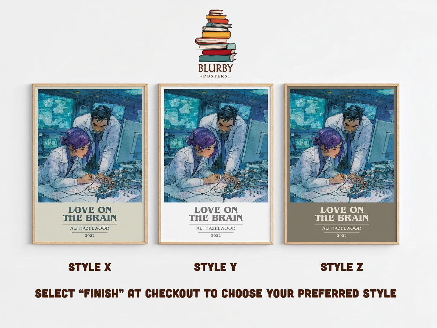 Love on the Brain book cover poster colour and style options – Ali Hazelwood book art