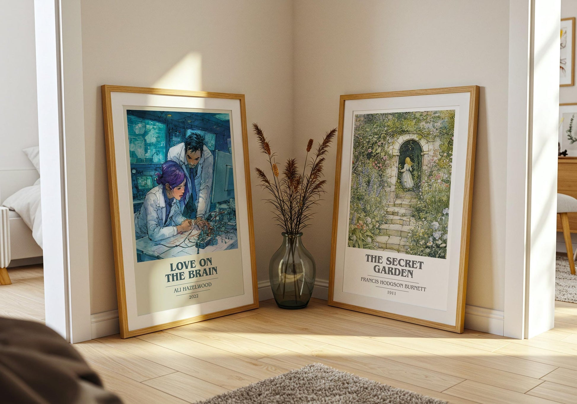 Love on the Brain book cover poster paired in gallery wall – literary art prints