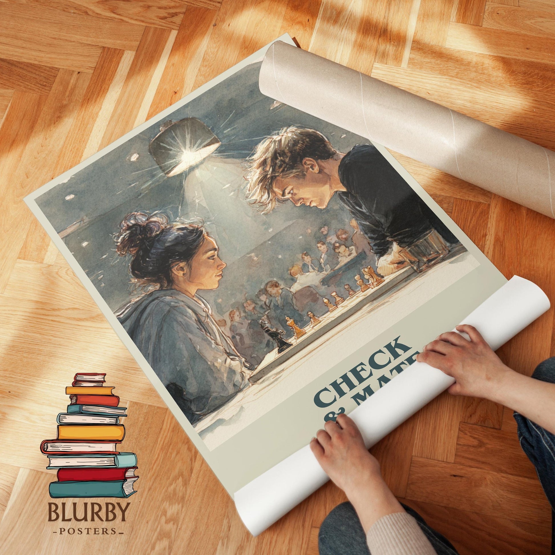 Check & Mate book poster packaging – museum-quality print rolled in protective tube