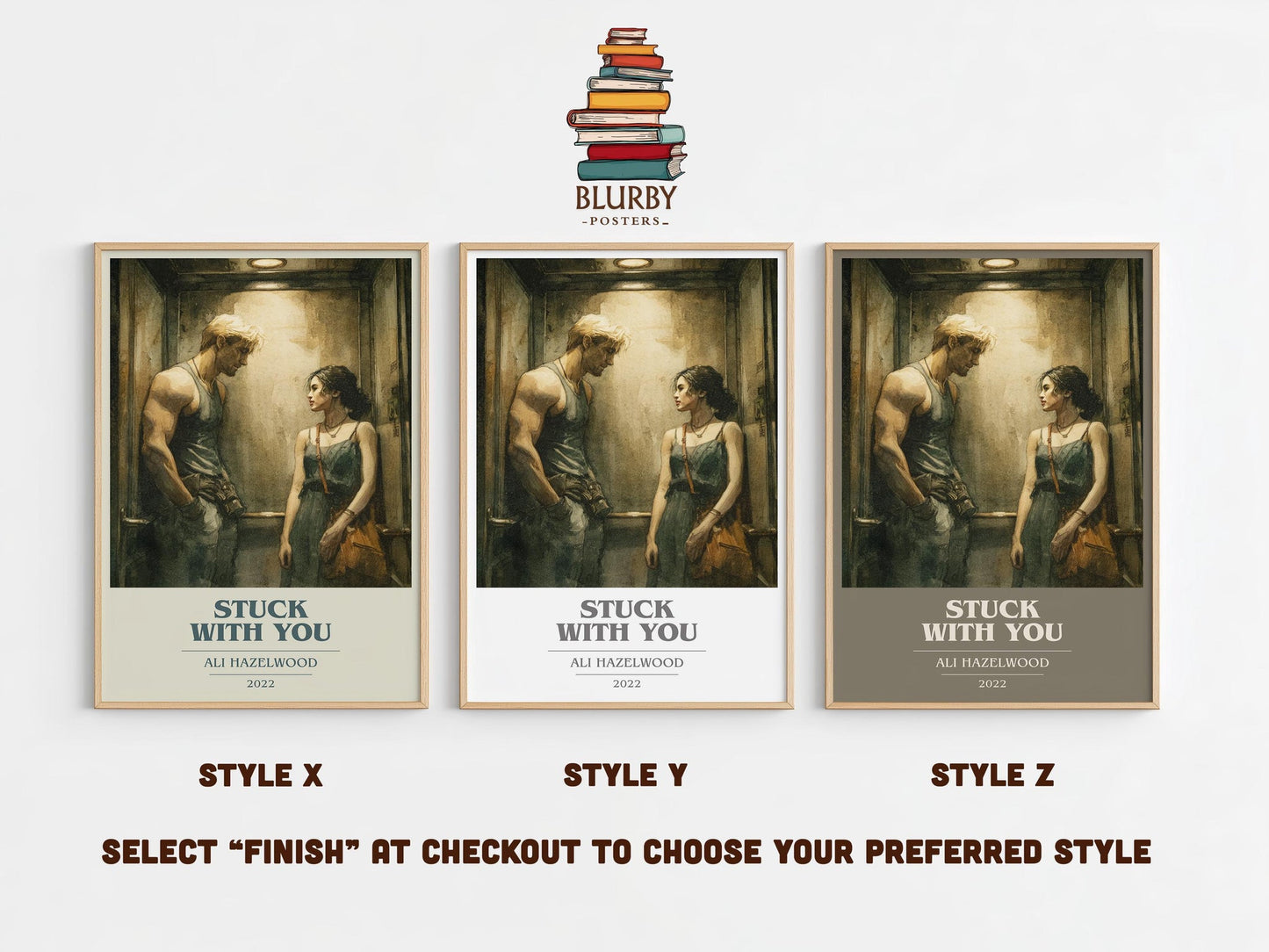 Stuck with You book cover poster colour and style options – Ali Hazelwood book art