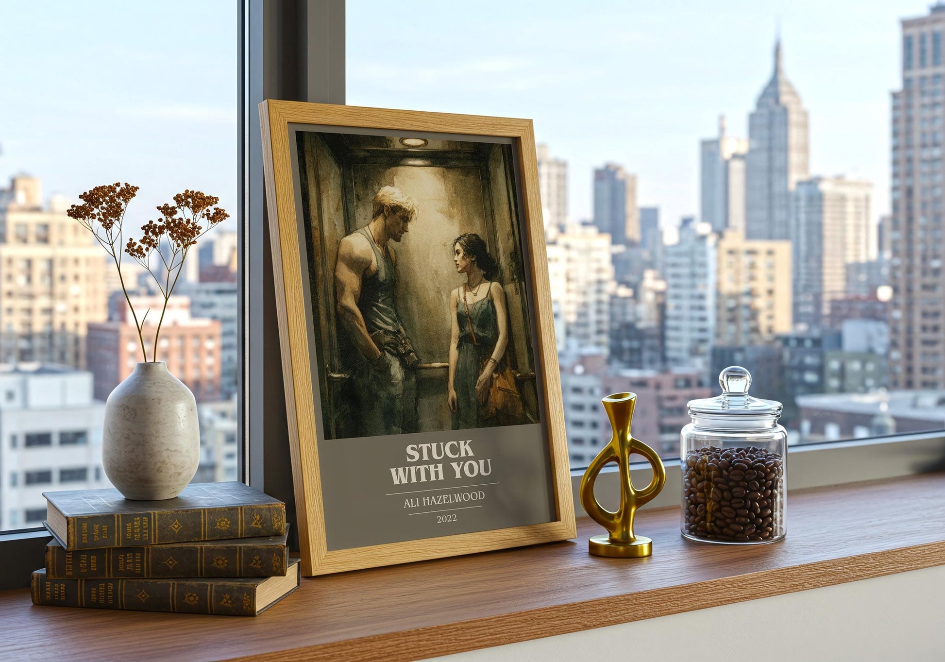 Stuck with You book cover book poster framed on wall – romance wall art