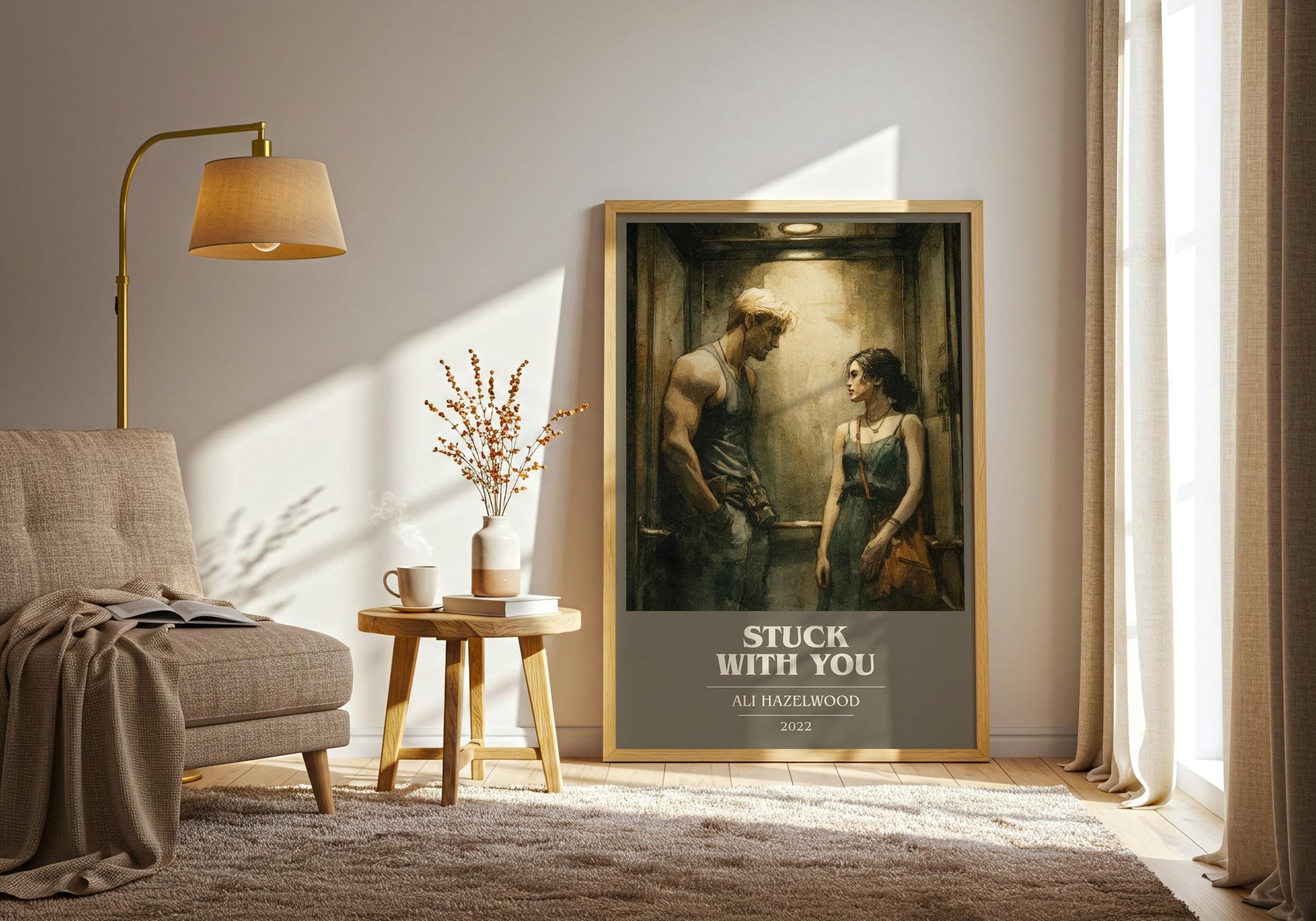 Stuck with You book cover print on bookshelf – Ali Hazelwood fan gift