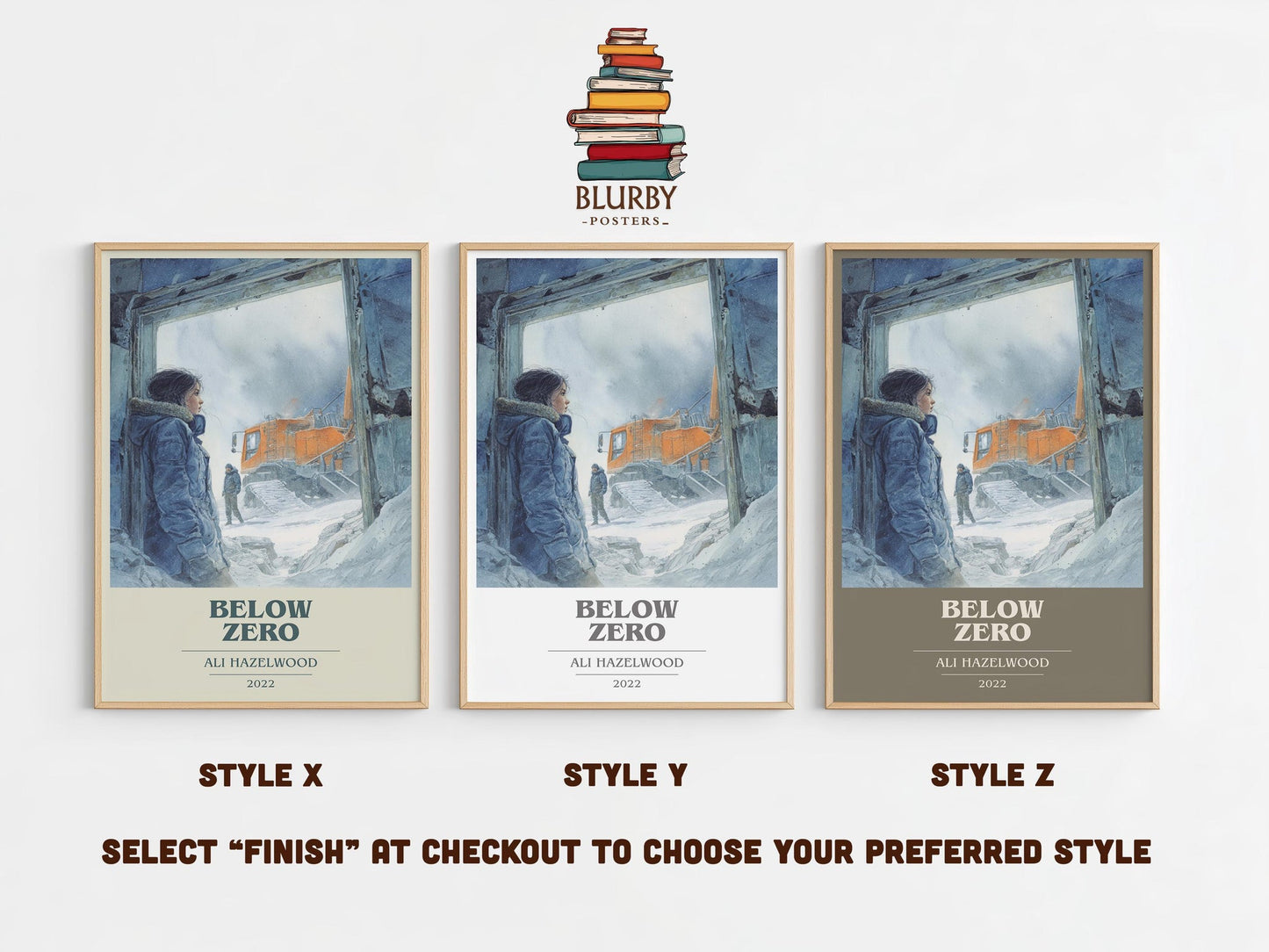 Below Zero book cover poster colour and style options – Ali Hazelwood book art